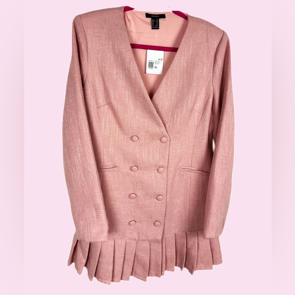 Forever 21 Blush Pink Textured Blazer dress with pleats size XL NWT